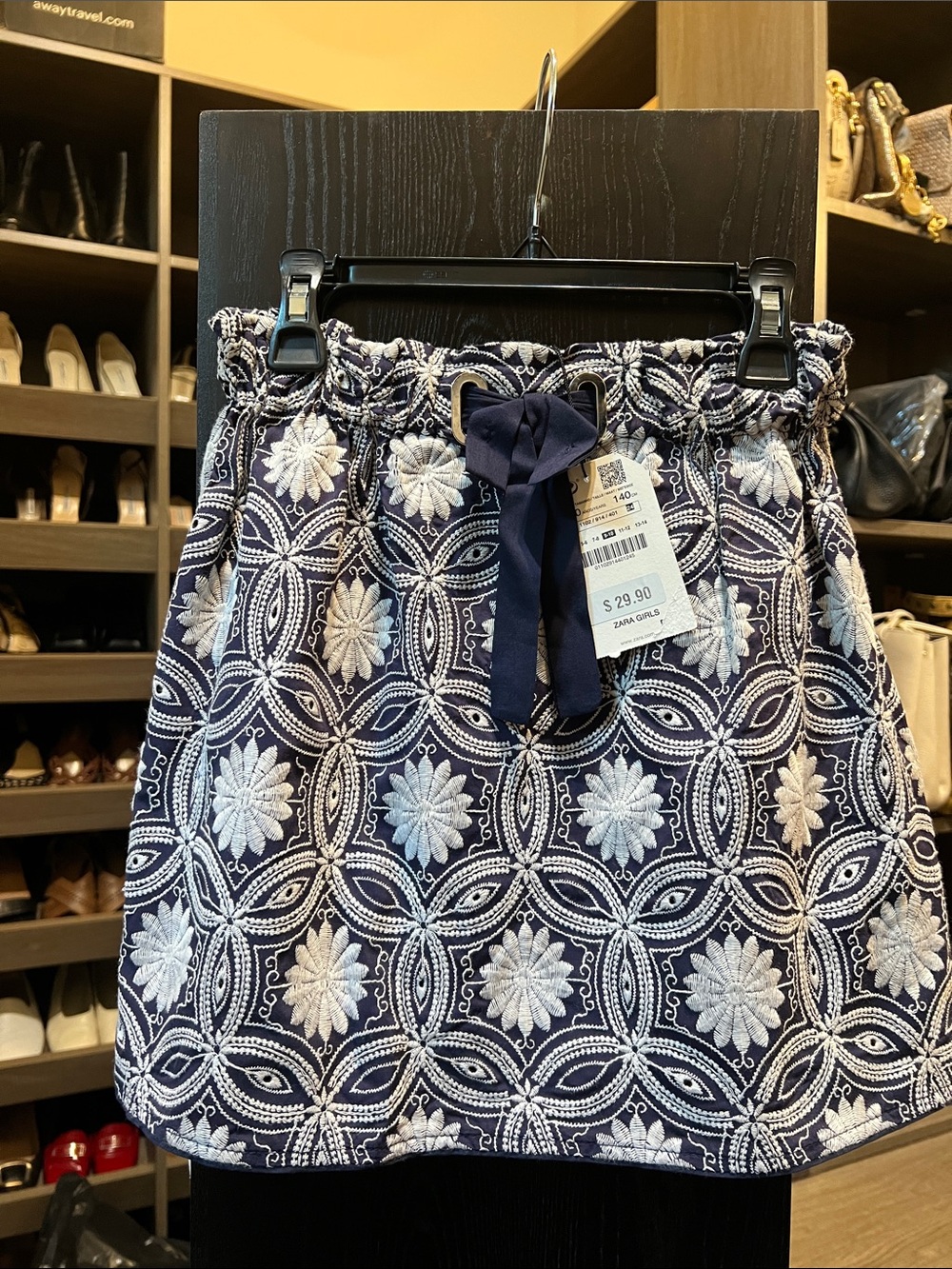 NWT Girls Zara GORGEOUS Navy/White Embroidered Mini Skirt Sz 9-10